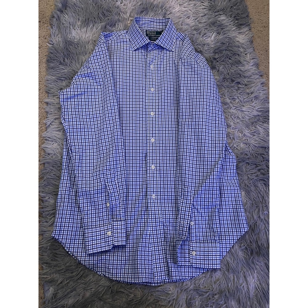 Polo Ralph Lauren Men's Medium Button Down Shirt Stanton Classic Fit Blue Check
